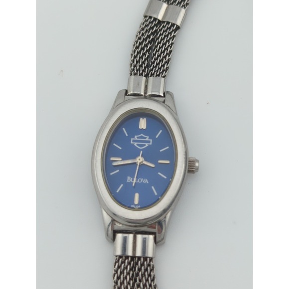 Bulova Womens Harley Davidson Logo Dial Watch Double Wrap Stainless Steel Band - Picture 2 of 5